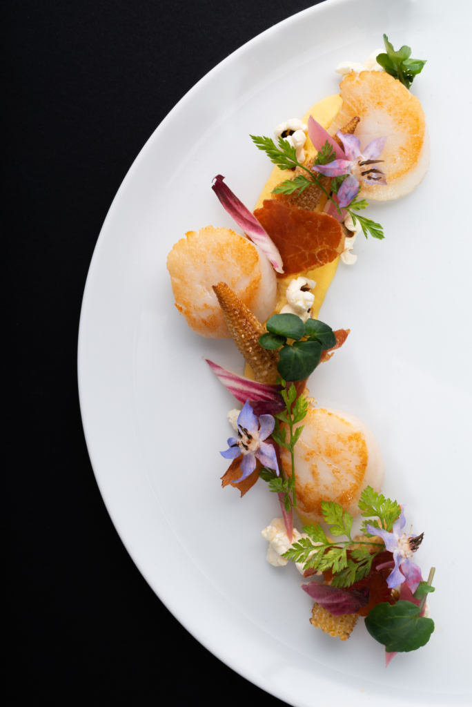 Photographie culinaire restaurant sur fond noir